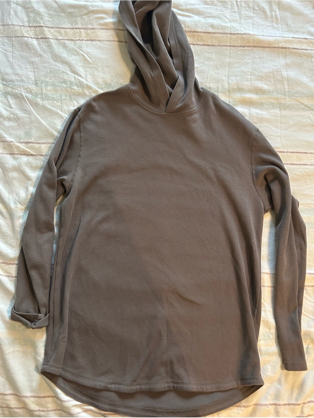 BYLT Basics Premium Men’s Waffle KnitThermal Hoodie Sweatshirt Taupe Brown L